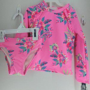 OshKosh Girls 2 Piece Swimsuit 2T Floral Pink